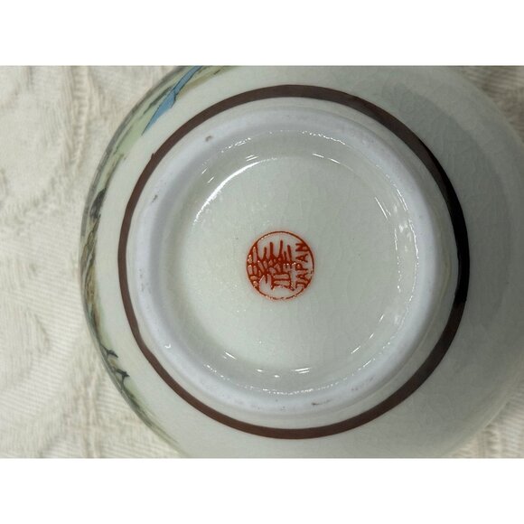 Vintage Japanese Tea Set With Scenic Hand-Painted Village & Cherry Blossoms - Picture 5 of 10